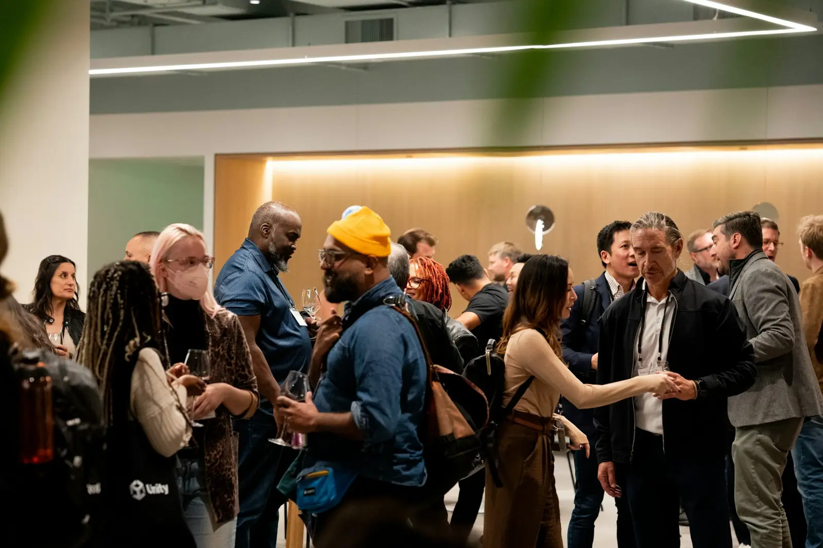 Guests talking at a corporate networking event